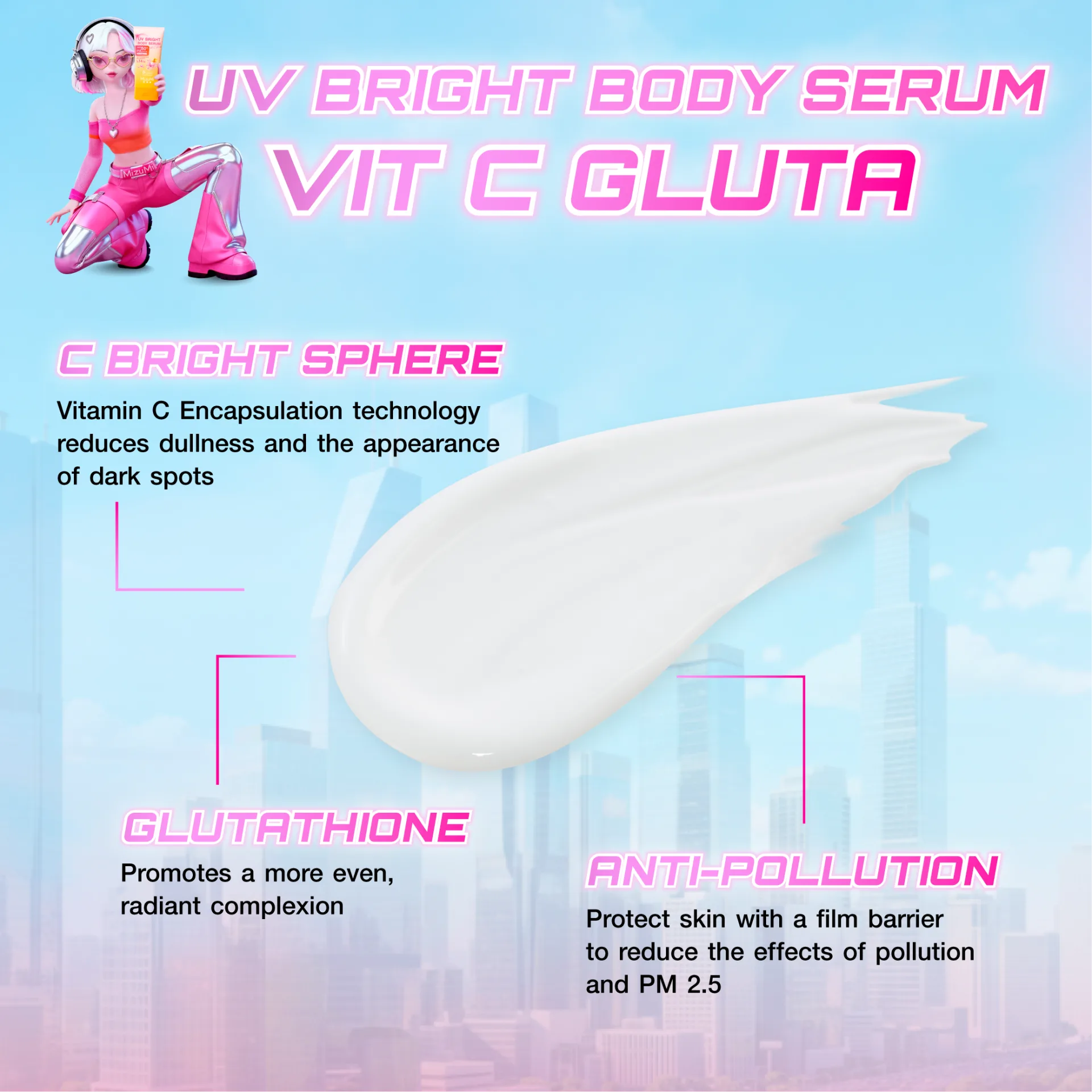 MizuMi UV Bright Body Serum Vit C Gluta SPF50+ PA++++