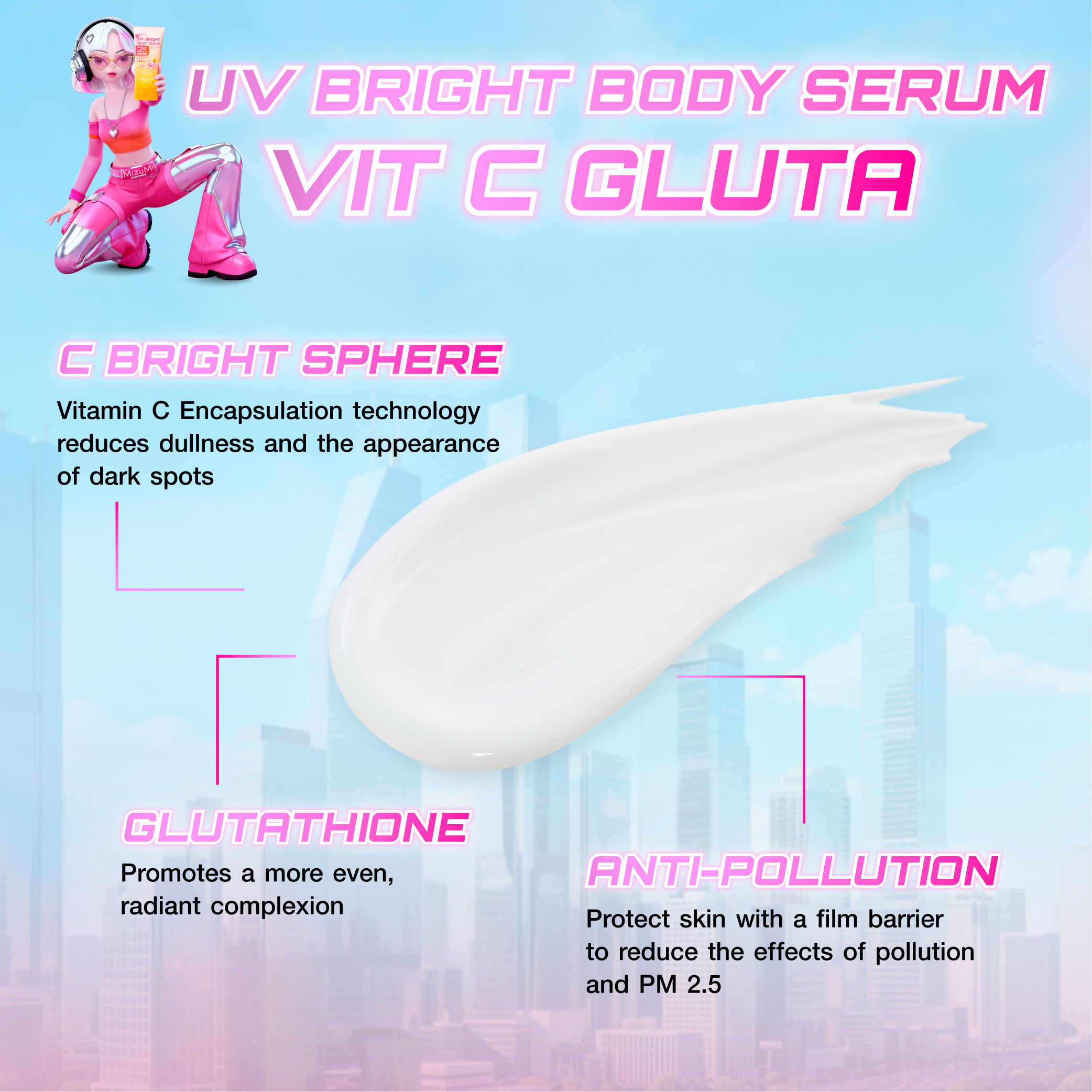 MizuMi UV Bright Body Serum Vit C Gluta SPF50+ PA++++